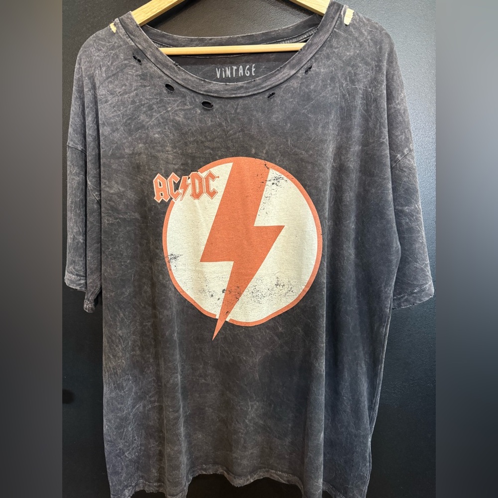 NWT Boutique Overstock 
Distressed oversized Tshirt AC/DC